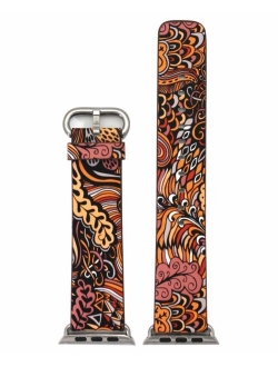 Women's Floral Print Leather Apple Watch Strap 38mm