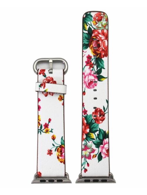 Women's Floral Print Leather Apple Watch Strap 38mm