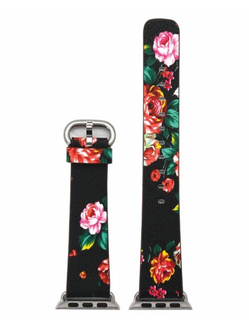 Women's Floral Print Leather Apple Watch Strap 38mm