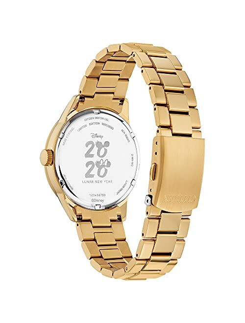 Citizen Eco-Drive Disney Quartz Unisex Watch, Stainless Steel, Mickey Mouse, Gold-Tone (Model: FE7082-53W)