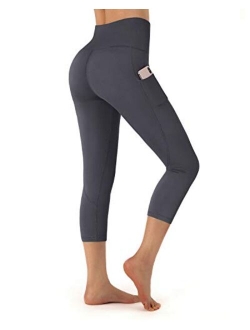 OUGES Womens High Waist Pockets Yoga Pants Running Pants Workout Leggings