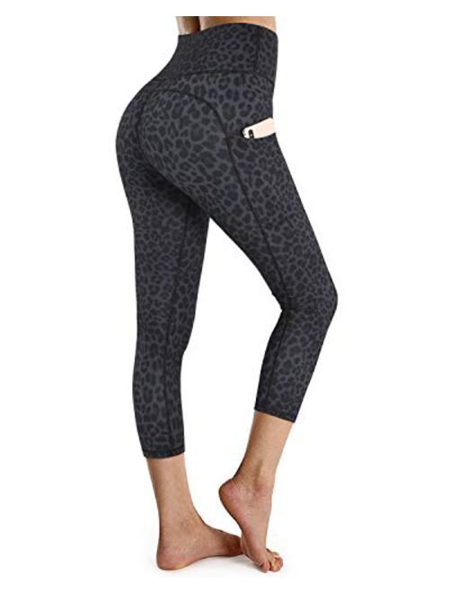 OUGES Womens High Waist Pockets Yoga Pants Running Pants Workout Leggings