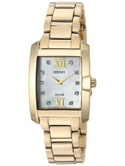 Women's Diamond Solar Stainless Steel Japanese-Quartz Watch with Gold-Tone-Stainless-Steel Strap, 14 (Model: SUP378)