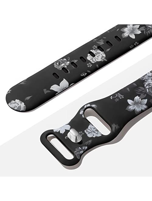  OriBear Compatible with Apple Watch Band 40mm 38mm Elegant  Floral Bands for Women Soft Silicone Solid Pattern Printed Replacement  Strap Band for Iwatch Series 4/3/2/1 S/M Romantic Flowers, Sexy Leopard 