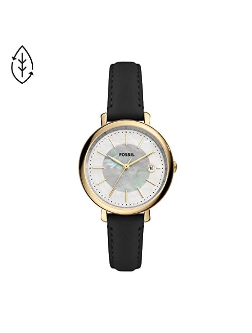 Fossil Women's Jacqueline Stainless Steel and Leather Solar-Powered Watch