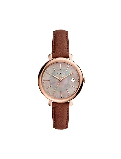 Fossil Women's Jacqueline Stainless Steel and Leather Solar-Powered Watch