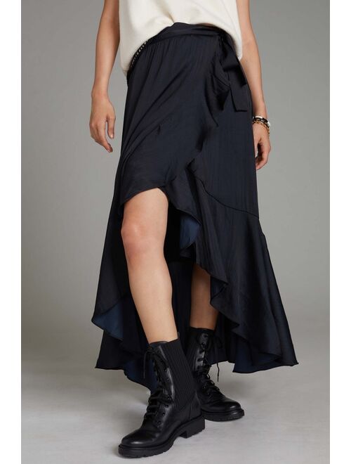 Maeve Ruffled Wrap Belted Maxi Skirt