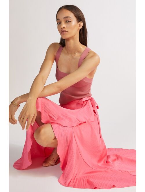 Maeve Ruffled Wrap Belted Maxi Skirt