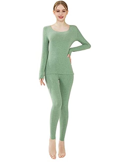 PLUMZJOY Women's Thermal Underwear Sets Ultra Soft Long Johns Fleece Lined Base Layer Warm Top Bottom