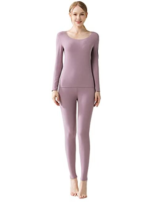 PLUMZJOY Women's Thermal Underwear Sets Ultra Soft Long Johns Fleece Lined Base Layer Warm Top Bottom