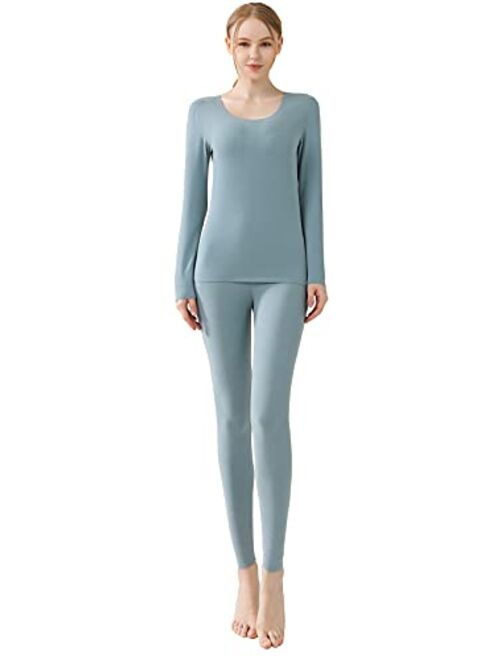 PLUMZJOY Women's Thermal Underwear Sets Ultra Soft Long Johns Fleece Lined Base Layer Warm Top Bottom