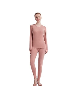 Thermal Underwear for Women Crew Neck Solid Ultra Soft Long John Sets Womens Long Underwear Moisture-Wicking Base Layer Gifts