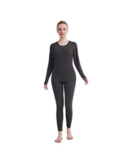 Thermal Underwear for Women Crew Neck Solid Ultra Soft Long John Sets Womens Long Underwear Moisture-Wicking Base Layer Gifts