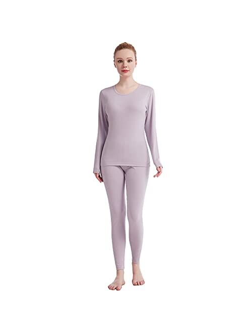 Thermal Underwear for Women Crew Neck Solid Ultra Soft Long John Sets Womens Long Underwear Moisture-Wicking Base Layer Gifts