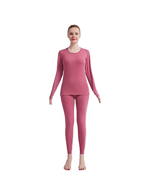 Thermal Underwear for Women Crew Neck Solid Ultra Soft Long John Sets Womens Long Underwear Moisture-Wicking Base Layer Gifts