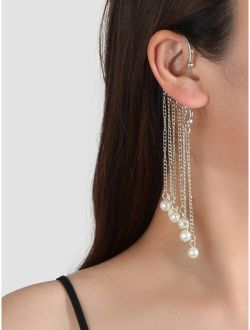 1pc Faux Pearl Tassel Charm Ear Climber