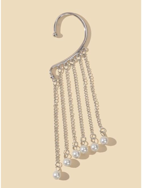 Shein 1pc Faux Pearl Tassel Charm Ear Climber