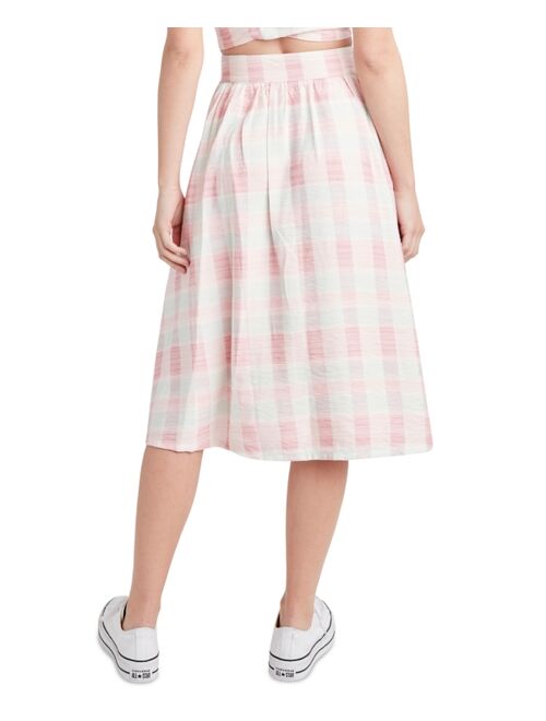 BCBG Plaid Button-Front Skirt