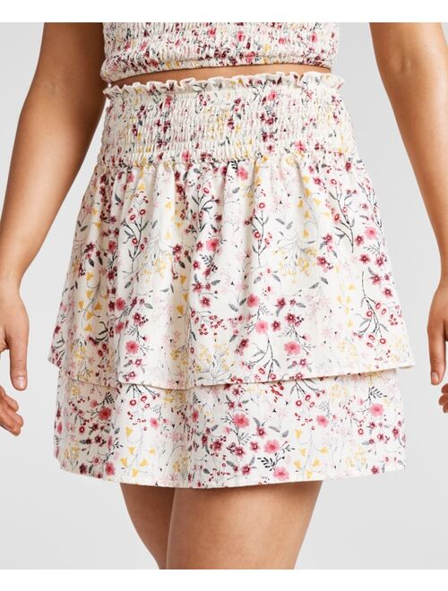 Dizzy Lizzy Floral-Print Smocked Skirt