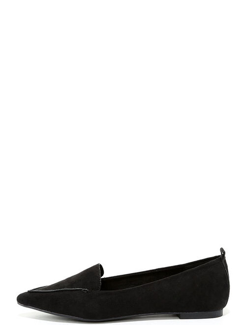 Lulus Emmy Black Suede Pointed Loafers