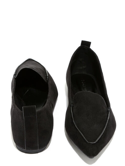 Lulus Emmy Black Suede Pointed Loafers