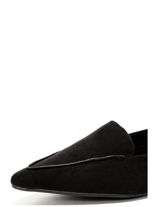 Lulus Emmy Black Suede Pointed Loafers