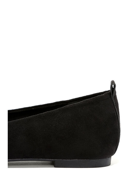 Lulus Emmy Black Suede Pointed Loafers