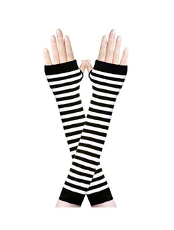 Amandir 1-4 Pairs Long Fingerless Gloves for Women Arm Warmers Knit Thumbhole Stretchy Gloves