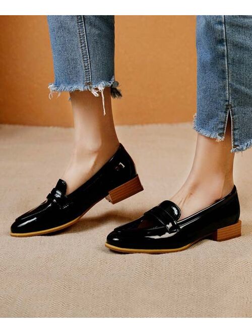 BUTITI Black Patent Round-Toe Loafer - Women