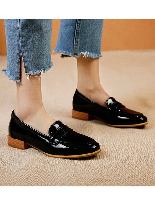 BUTITI Black Patent Round-Toe Loafer - Women