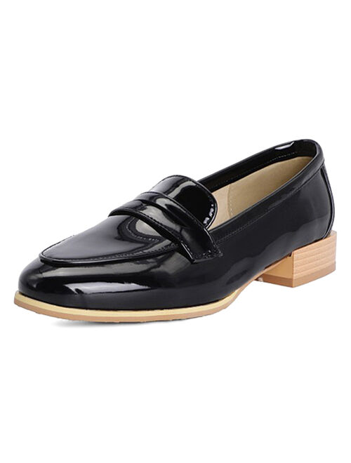 BUTITI Black Patent Round-Toe Loafer - Women