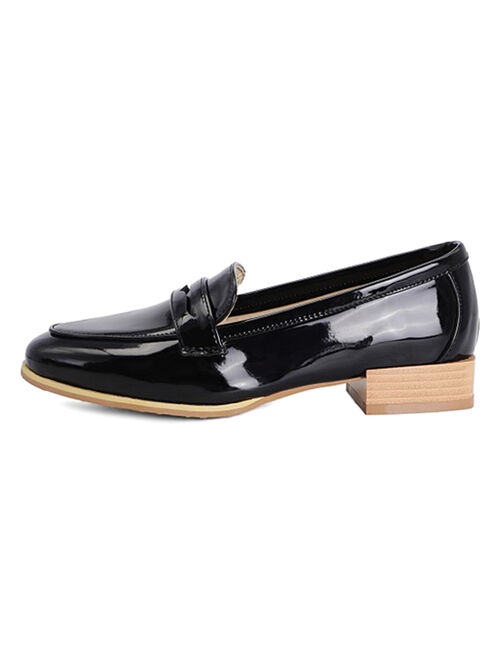 BUTITI Black Patent Round-Toe Loafer - Women