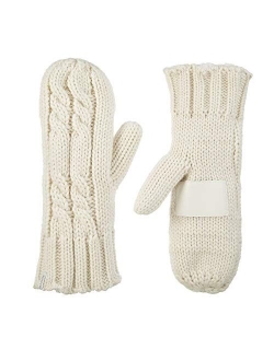 Women's Chunky Cable Knit Sherpasoft Mittens