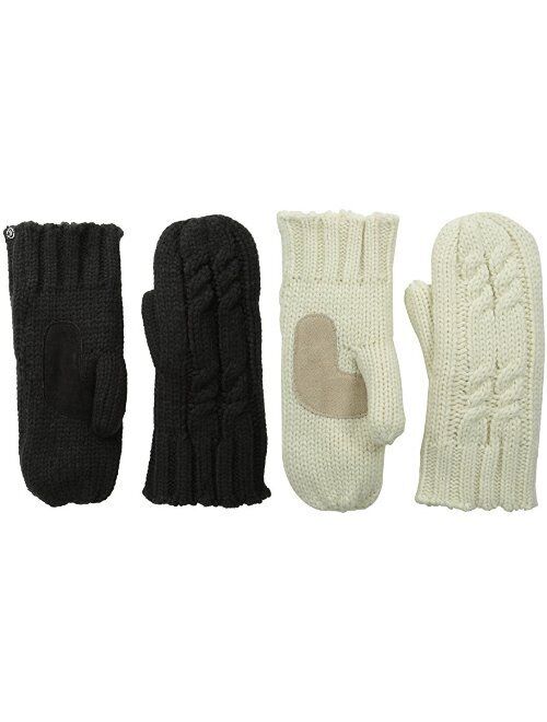 isotoner Women's Chunky Cable Knit Sherpasoft Mittens