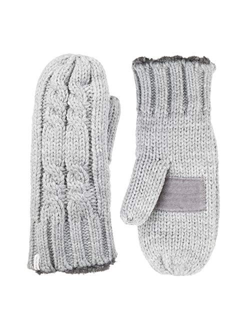 isotoner Women's Chunky Cable Knit Sherpasoft Mittens