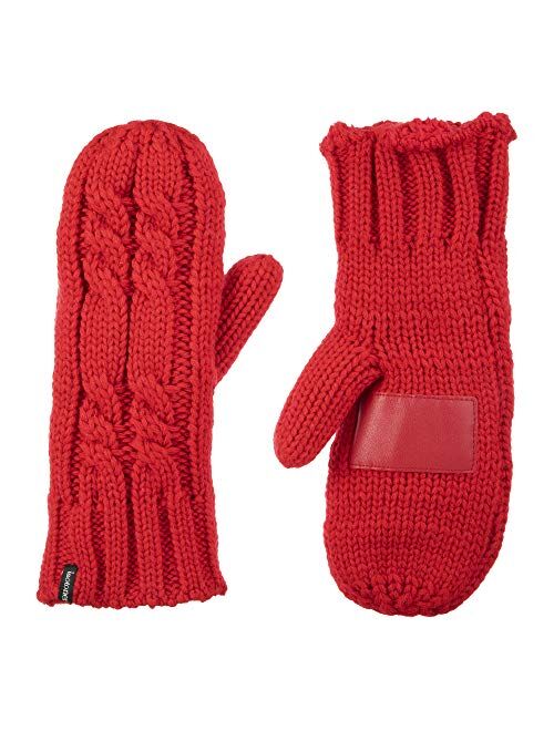 isotoner Women's Chunky Cable Knit Sherpasoft Mittens