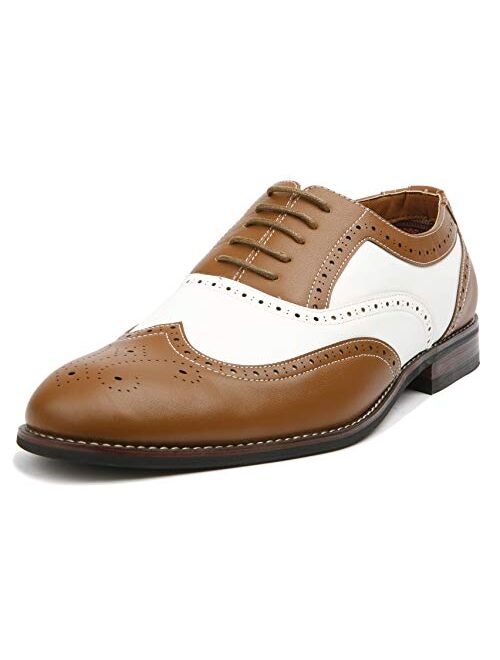 Ferro Aldo Arthur MFA139001D Mens Wingtip Two Tone Oxford Black and White Spectator Dress Shoes