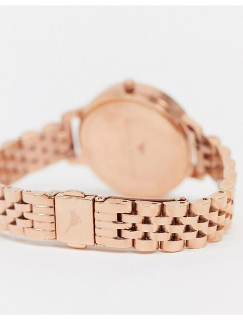 Olivia Burton OB16DEW01 White Demi Dial Bracelet Watch In Rose Gold