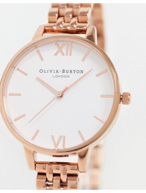 Olivia Burton OB16DEW01 White Demi Dial Bracelet Watch In Rose Gold