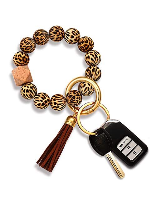 Silicone Key Ring Bracelet Beaded Wrislet Keychain Portable House Car Keys Ring Holder