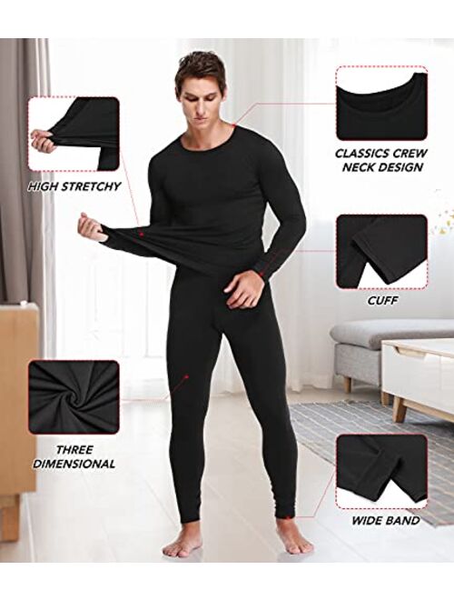 JZCreater Men Thermal Underwear Set Winter Base Layer Top & Bottom Ultra Soft Long John Set