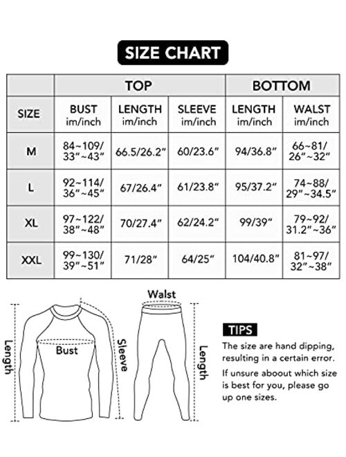 JZCreater Men Thermal Underwear Set Winter Base Layer Top & Bottom Ultra Soft Long John Set