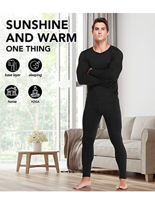 JZCreater Men Thermal Underwear Set Winter Base Layer Top & Bottom Ultra Soft Long John Set