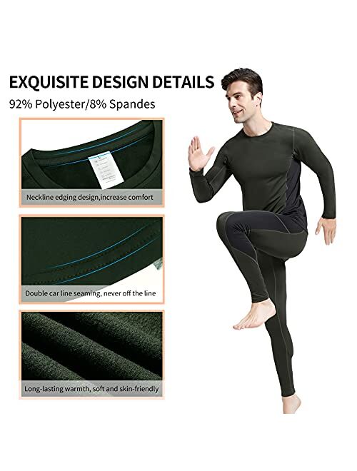 visionreast Men's Ultra Soft Thermal Underwear Set Warm Base Layers Long Johns Set Skiing Winter