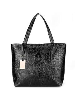 Womens Crocodile Large Tote Handbag Purse Shoulder Bag Travel Satchel Handbag