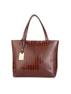 Womens Crocodile Large Tote Handbag Purse Shoulder Bag Travel Satchel Handbag