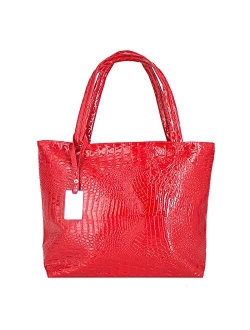 Womens Crocodile Large Tote Handbag Purse Shoulder Bag Travel Satchel Handbag