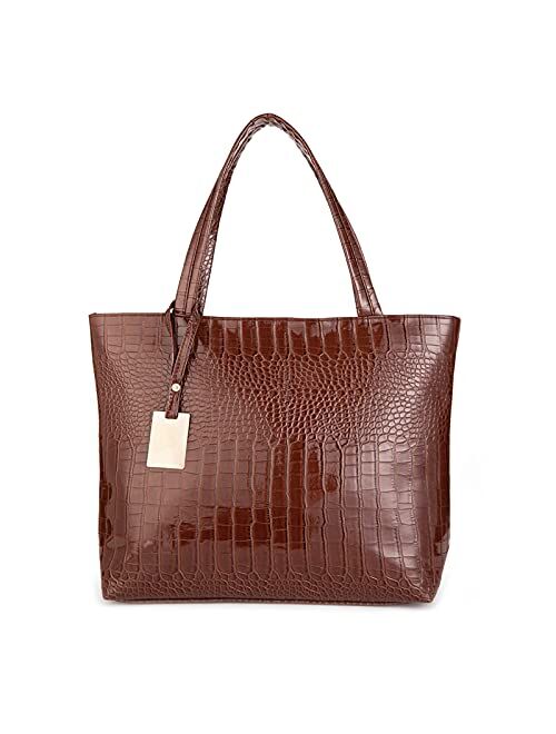 Womens Crocodile Large Tote Handbag Purse Shoulder Bag Travel Satchel Handbag