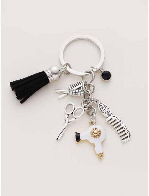 Shein Comb & Scissors Charm Keychain