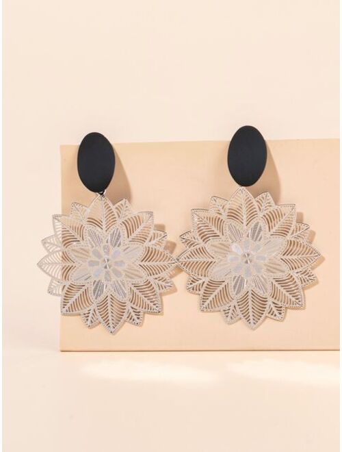 Shein Hollow Out Flower Drop Earrings